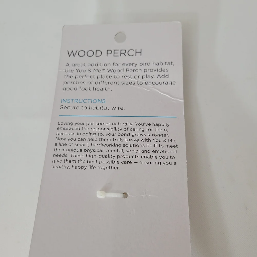 You & Me Bird Wood Perch 16.5in Long New